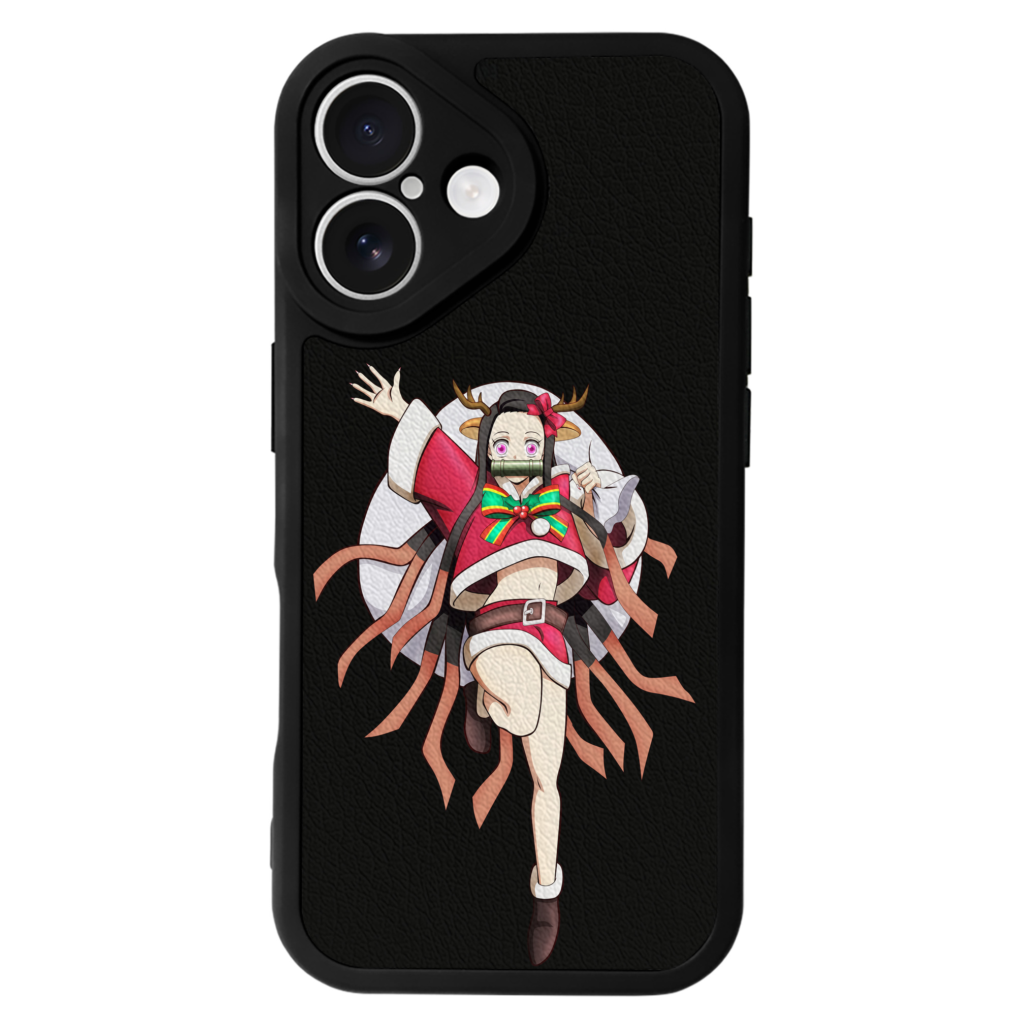 （画像用） 鬼滅の刃（きめつのやいば）竈門 禰󠄀豆子／かまど ねずこ Kamado Nezuko 【iPhone 16シリーズ対応】シリコンスマホケース（レザー調） 材質：シリコン